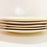 X5 large octagonal plates VILLEROY & BOCH burgundy & ecru - retro-cuisine-vintage