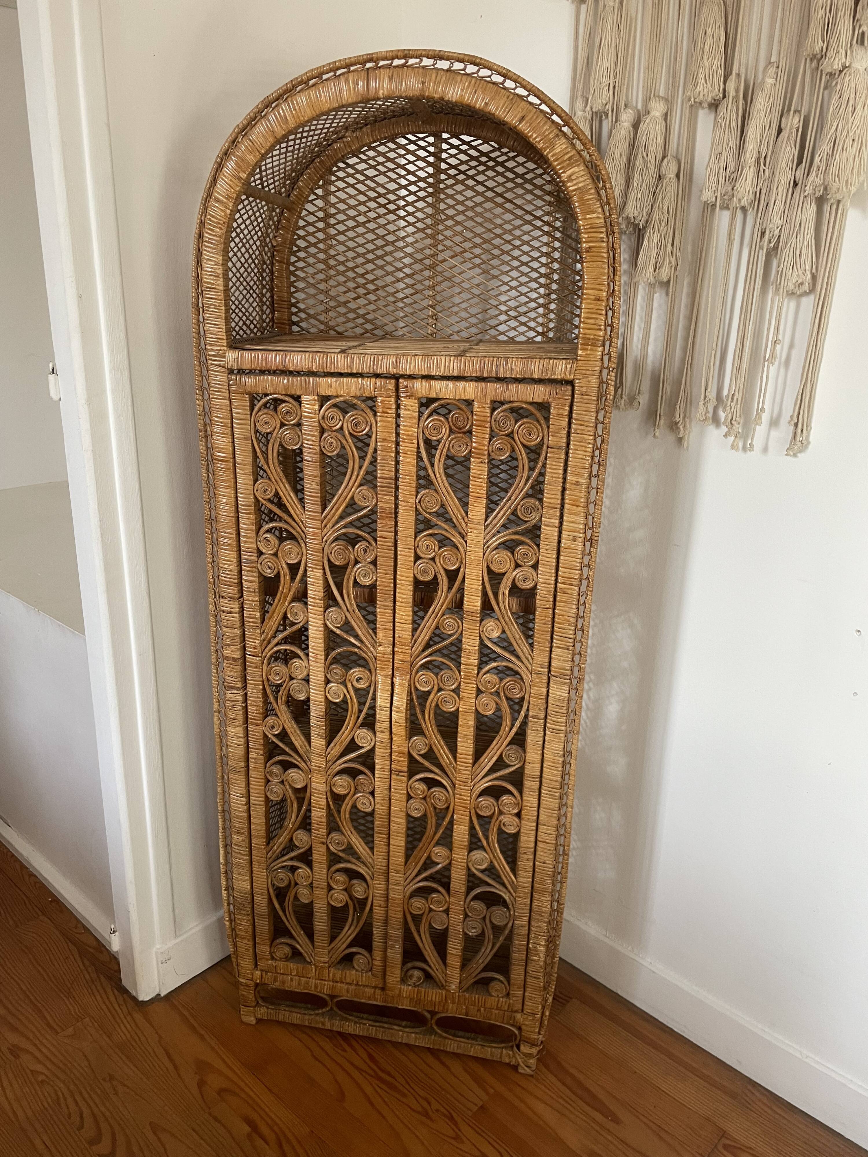 Peacock rattan bookshelf