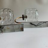 Vintage brass and glass wall sconces