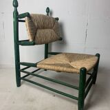 French straw rush low lounge chair in the style of Charles Dudouyt, 1950s