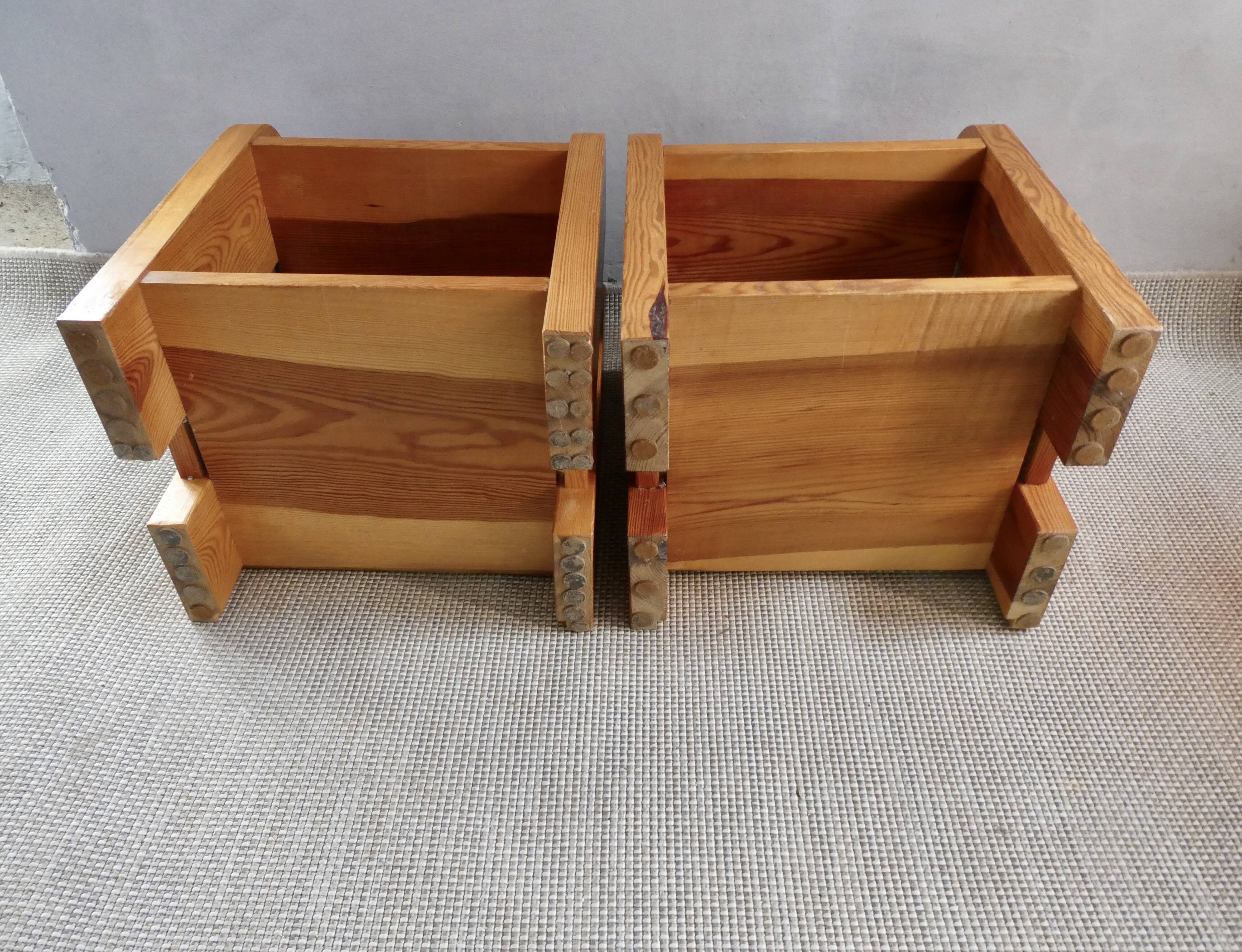 Pair of solid pine bedside tables