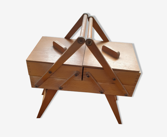 Travailleuse en bois 3 tiroirs, pieds amovibles