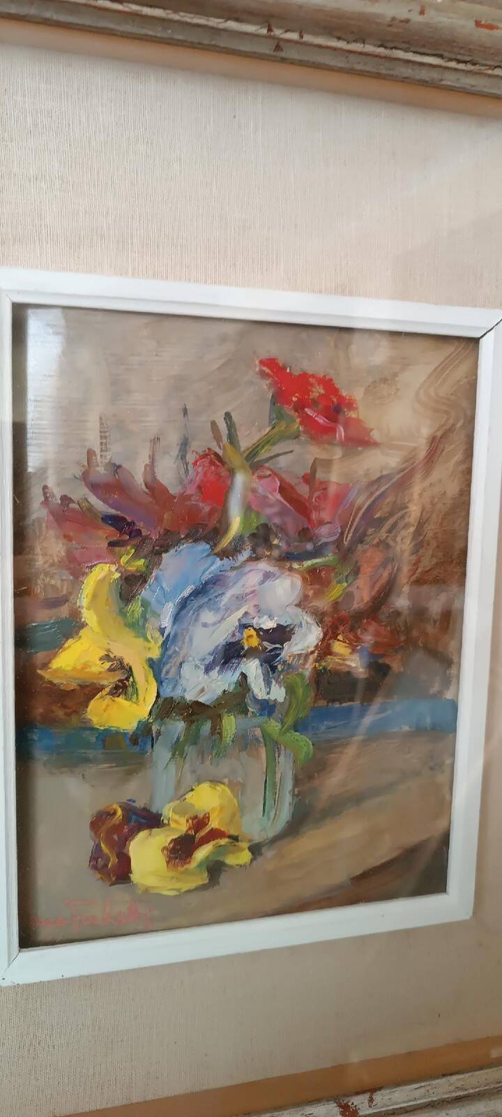Oil painting on panel Remo Fabretti (Ancona 1905-1983) vase with flowers
