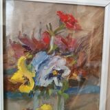 Oil painting on panel Remo Fabretti (Ancona 1905-1983) vase with flowers