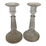 Pair of Val Saint Lambert candlesticks with diamond tips