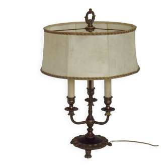 French Empire Style 3 Light Boulotte Table Lamp with Lion Feet and Shade