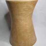 Brutalist monoxyle stool in solid mango wood, hourglass shape, 44 cm