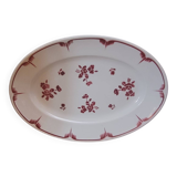 Oval dish with red floral decoration from the 40s