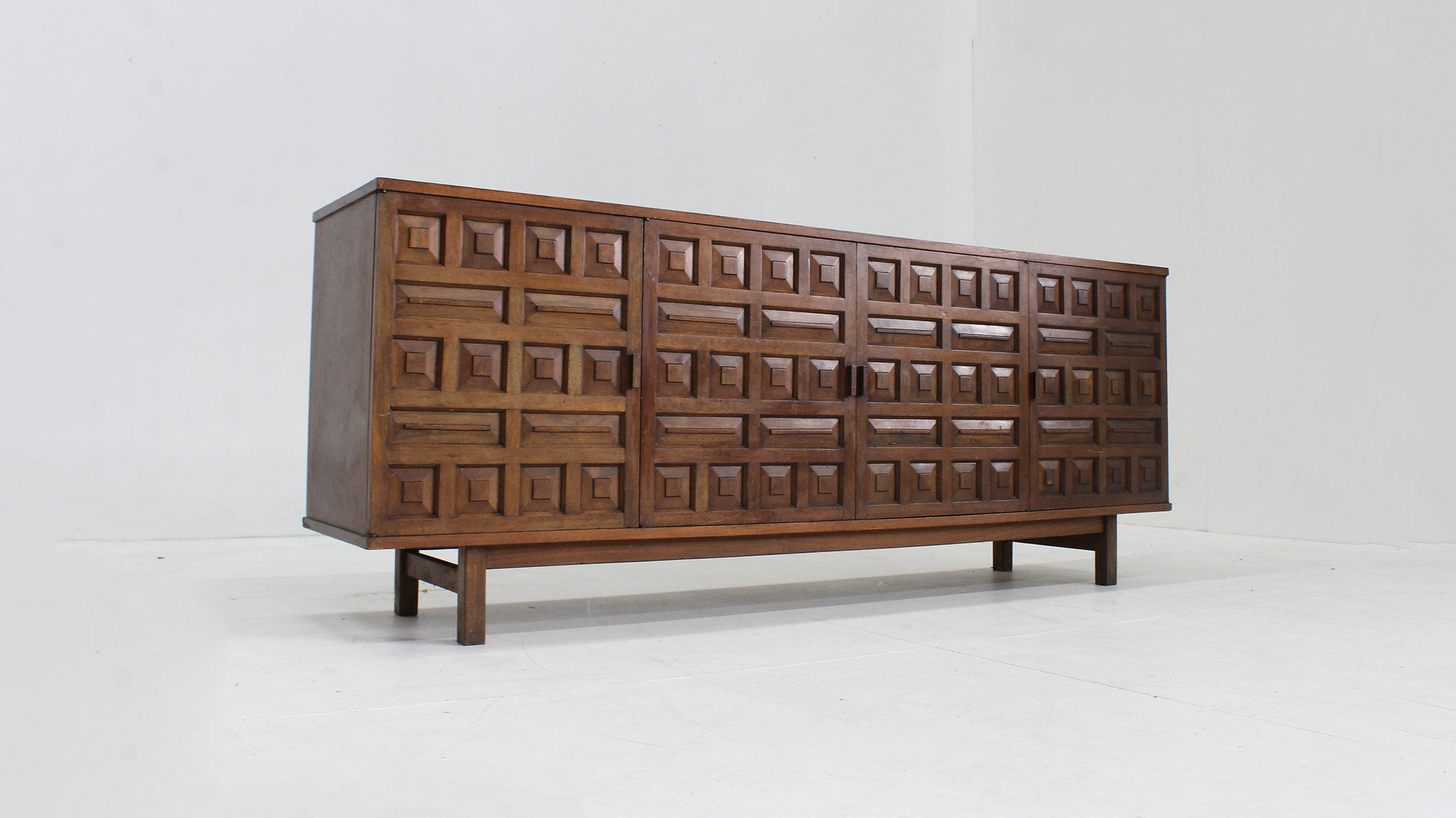 Vintage Spanish brutalist sideboard credenza 1970s