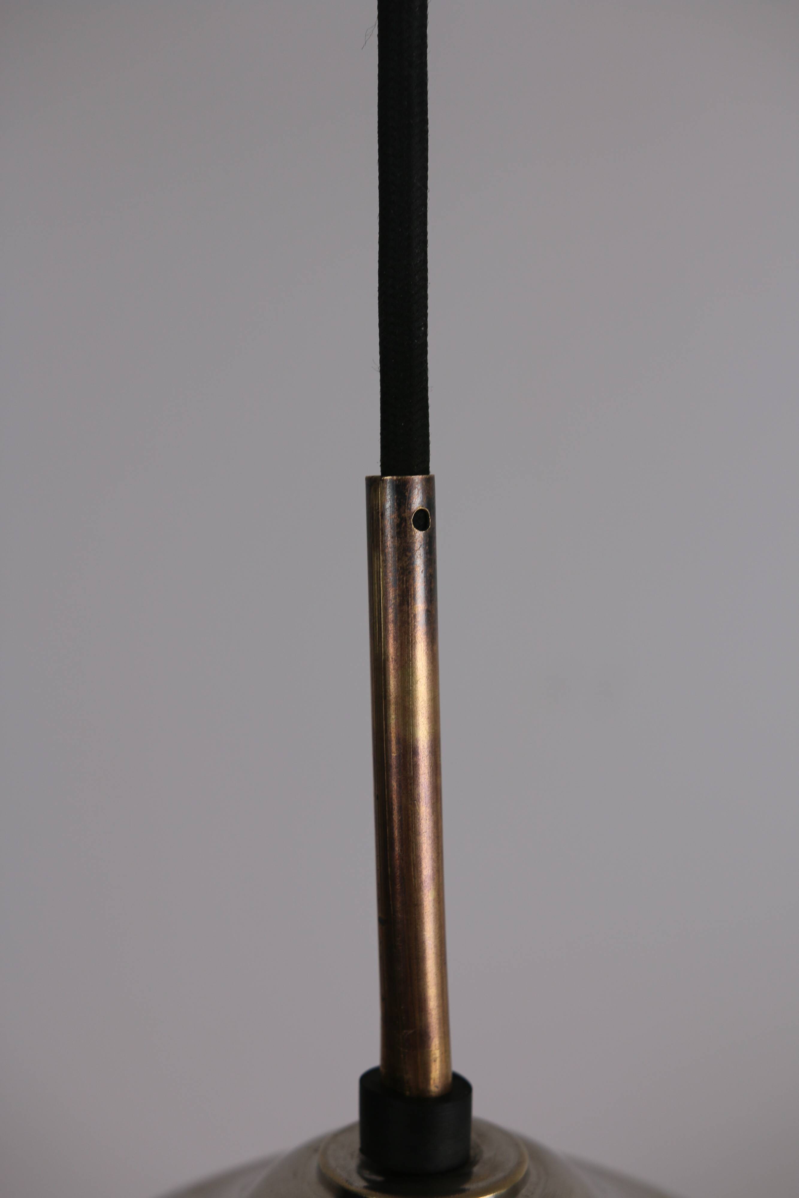 Vintage chrome opaline pendant light, 1970s-80s