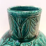 Pair of Handcrafted Green Ceramic Vases by Fanciullacci, Italy