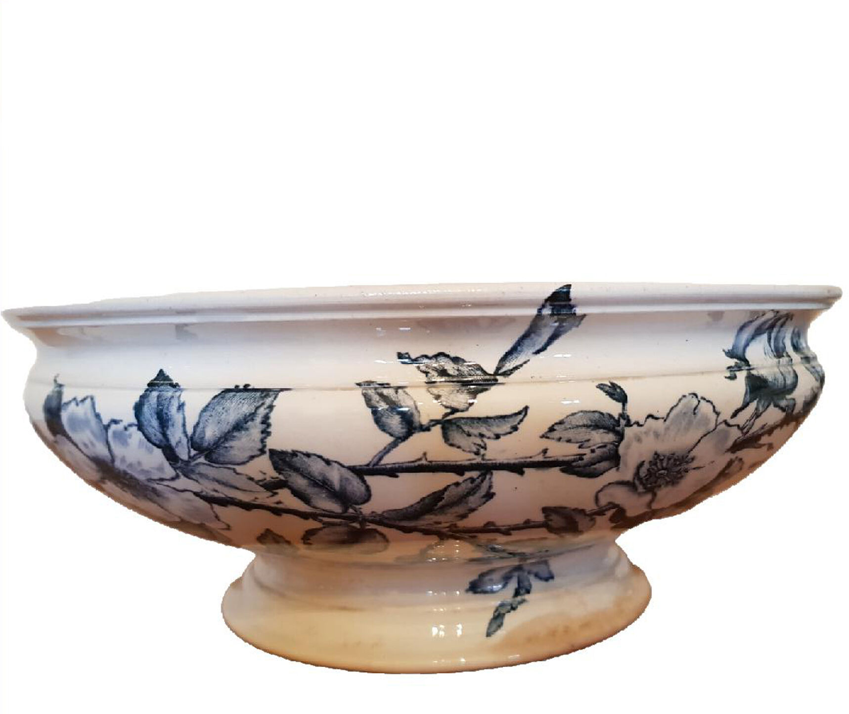 Antique salad bowl in blue earthenware Vintage 15