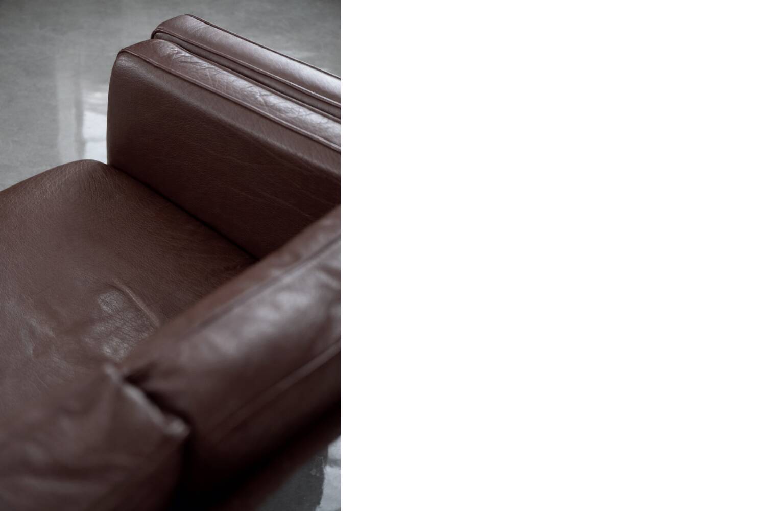 Vintage Mid-Century Scandinavian Modern Brown Leather Sofa, 1970s