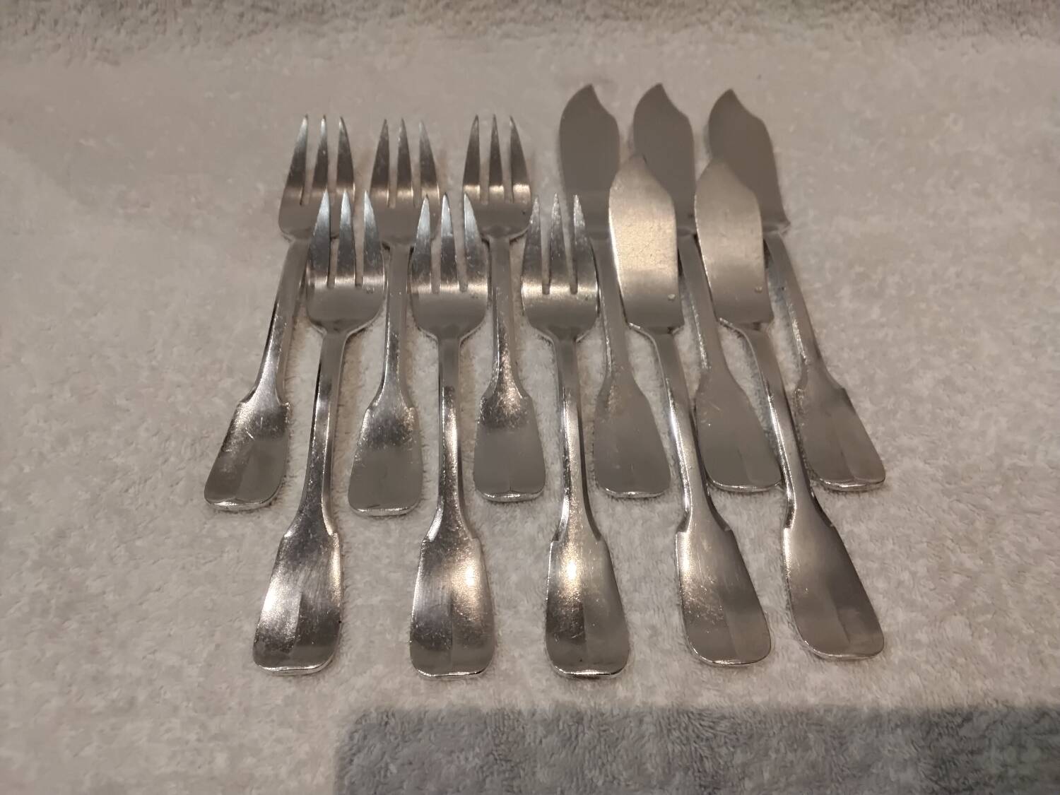 5 fish cutlery sets 11p silver plated metal goldsmith Europfelix uni-flat