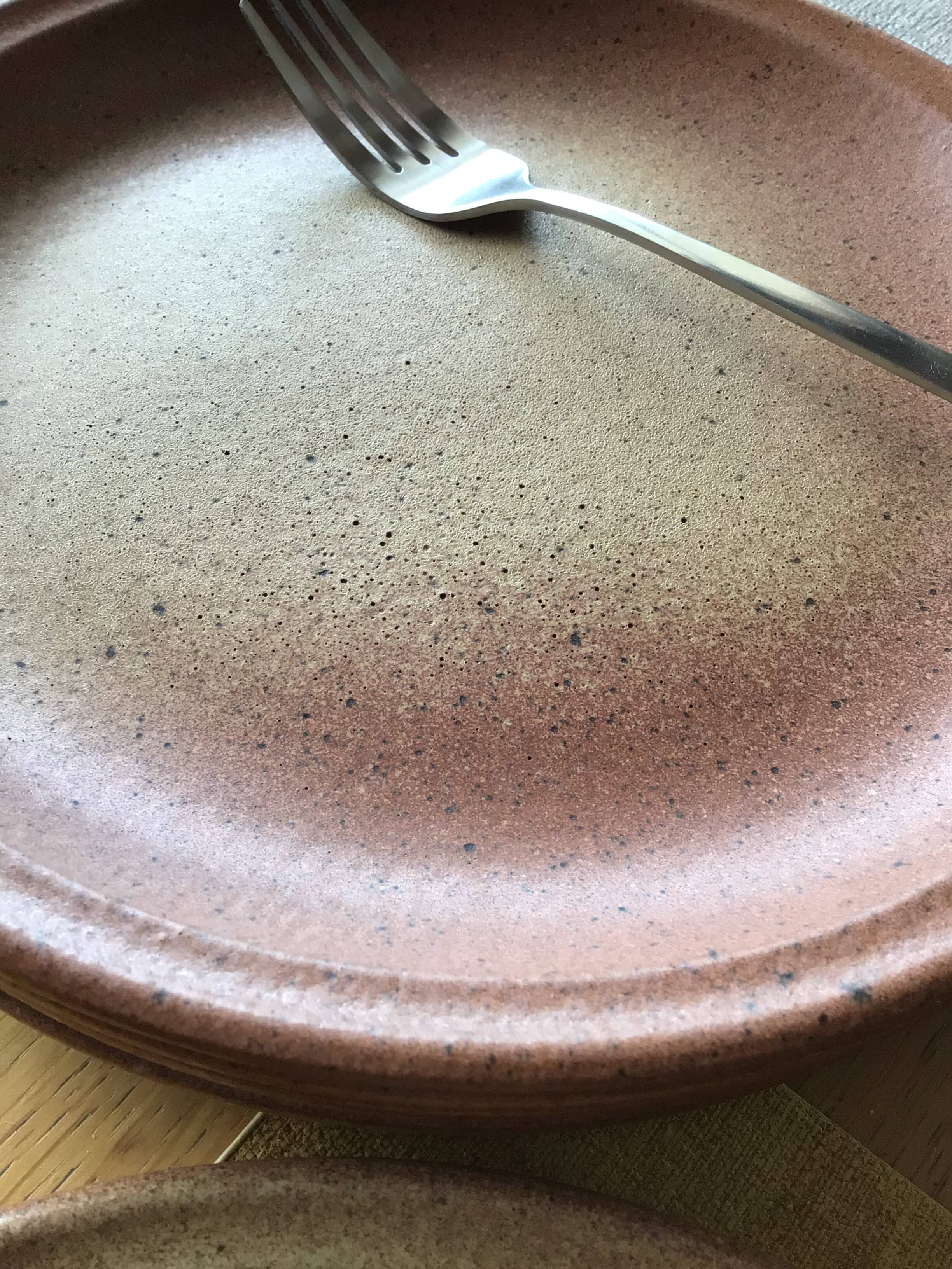 5 Dinner plates Burgundy Sarreguemines sandstone nuanced brown