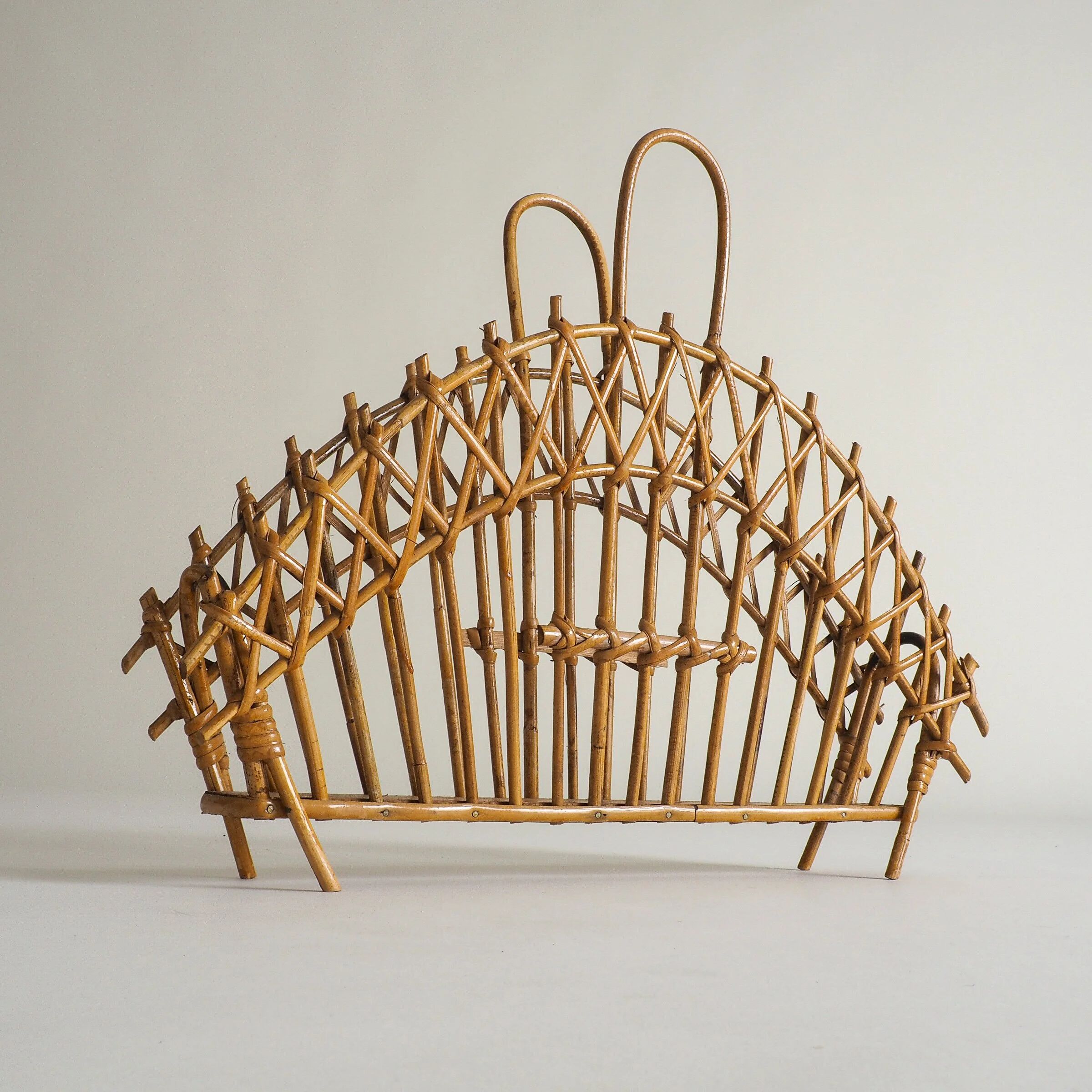 Mid-century rattan magazine holder