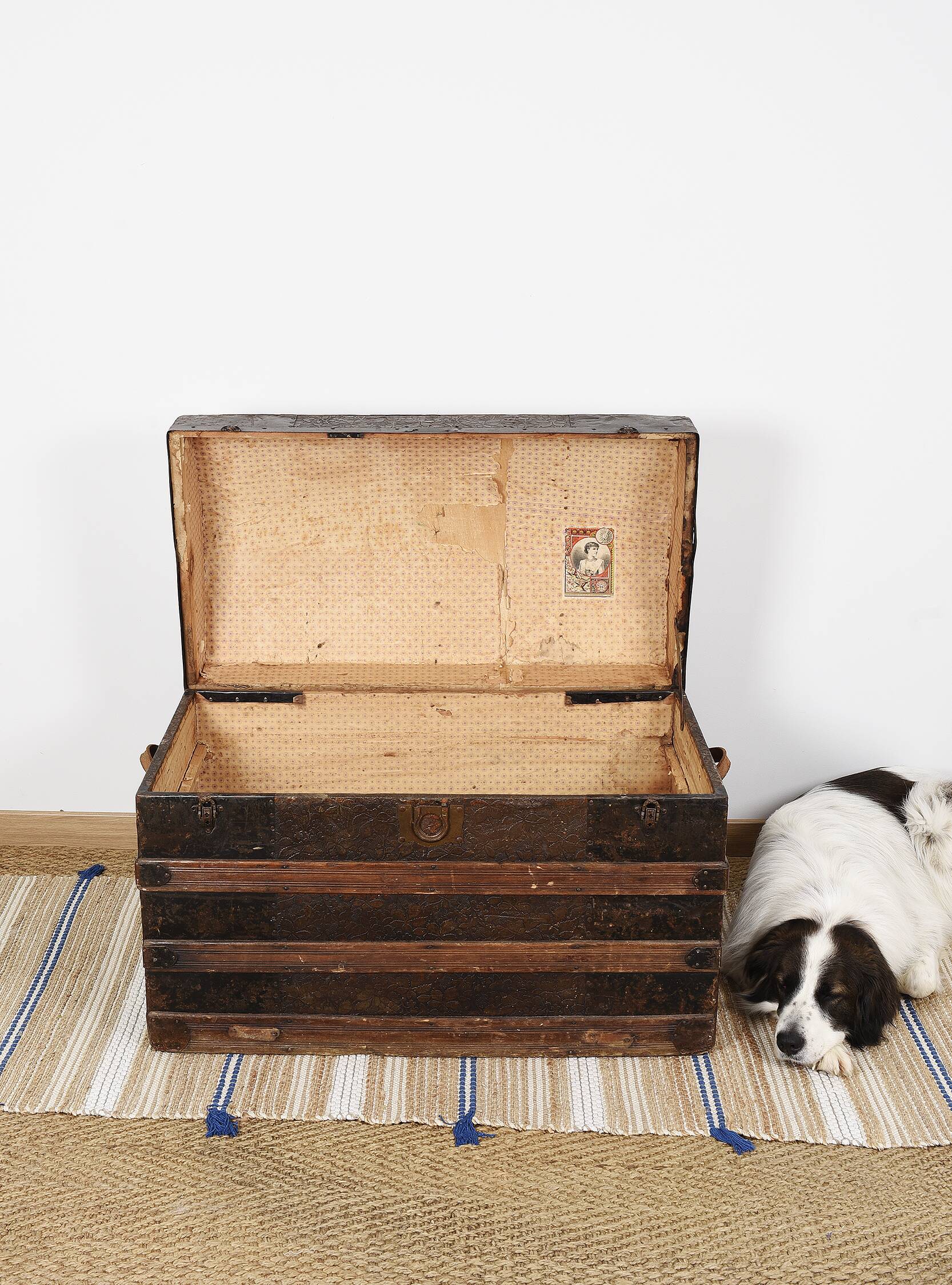 Malle de victorienne, coffre de voyage à vapeur, XIXème.