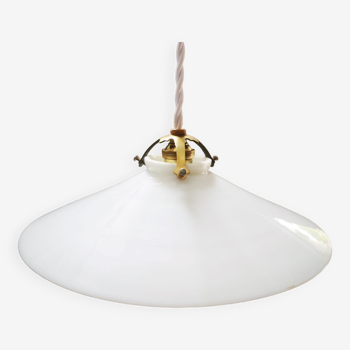 Old pendant lamp in white opaline art deco 1930 ø 24.5 cm