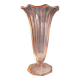 Vintage pink moulded glass tulip vase