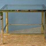Table basse de style moderniste, style Romeo Rega en laiton et chrome