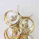 Golden brass and crystal wall light by Palwa, Germany, 1960s