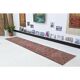 1970s Vintage Turkish Oushak Handmade Wool Cotton Pink Runner Rug 76x365