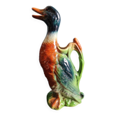 Vintage French duck-shaped jug, Saint Clément, barbotine