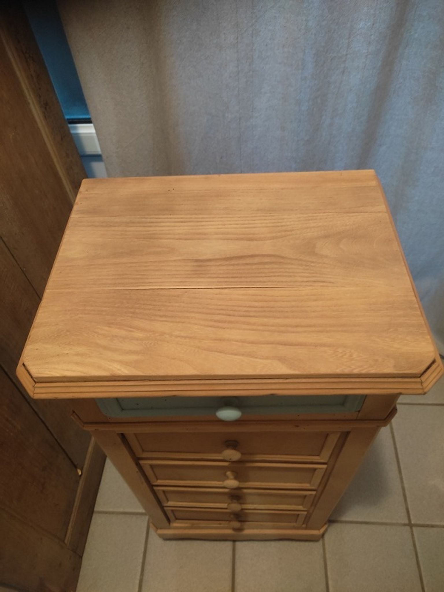 Bedside table solid wood furniture drawer blue
