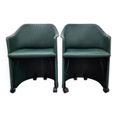 Pair of leather armchairs by Afra & Tobia Scarpa for Maxalto 1985