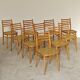 Lot de 10 chaises ton bystrice bois et cannage 1960