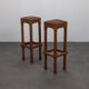 Pair of Dutch Art Deco oak bar stools with upholstered seats, 1930s