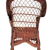 Rattan and Wicker Armchair, France, 1980s