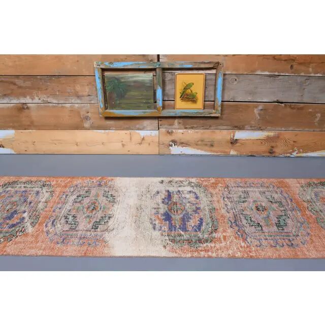 1970s Turkish Hand-Knotted Runner Rug 82x338