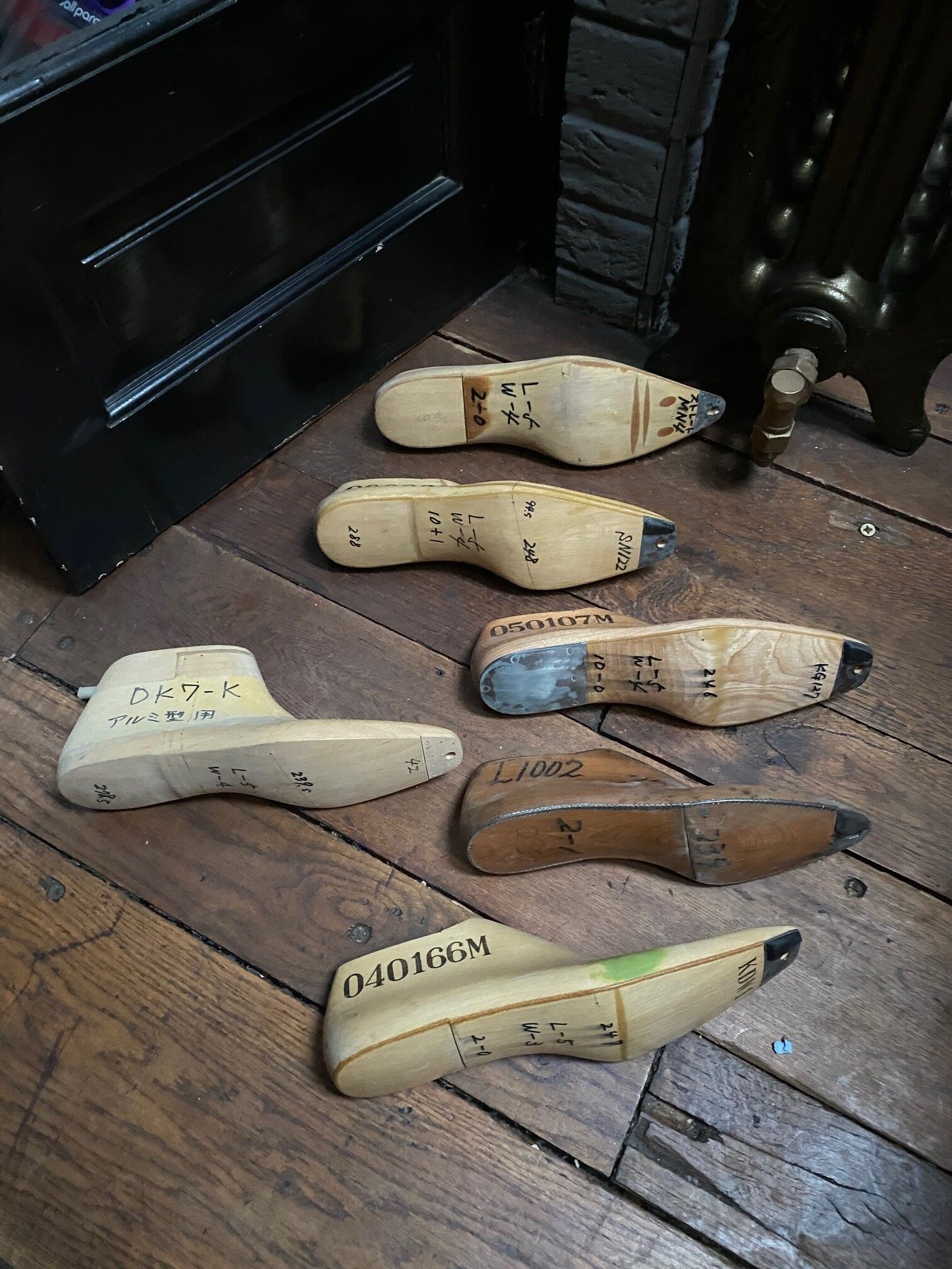 Set of old wooden shoe molds