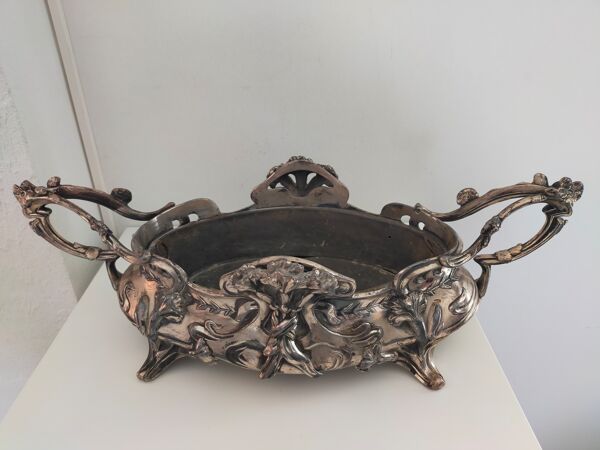 Jardinière en bronze argenté Art Nouveau