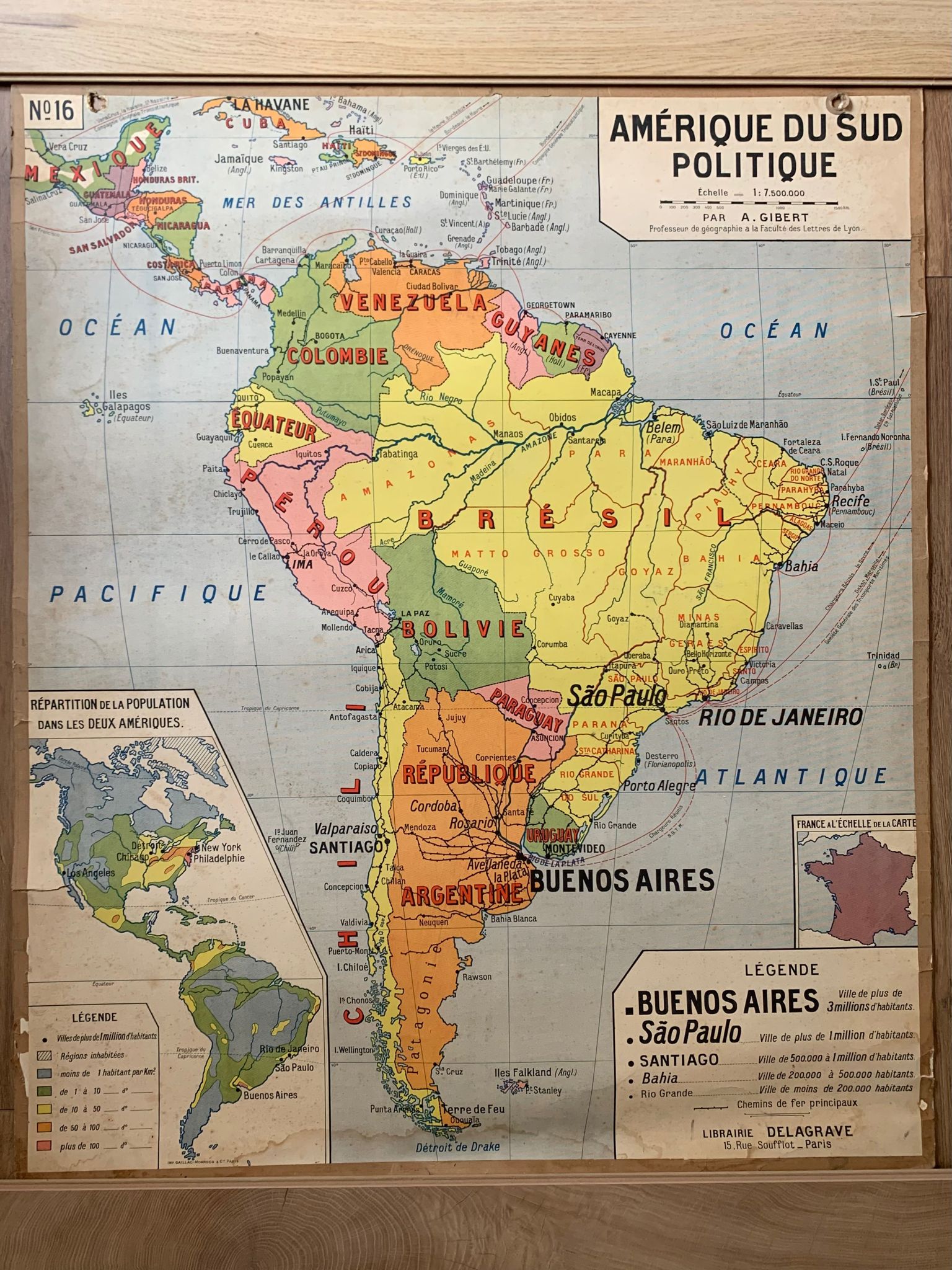 School map n°16 and 16 bis - Political South America