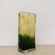 Vintage bark glass vase yellow and green , 1970’s