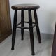 Old turned wooden bistro stool – dark brown patina