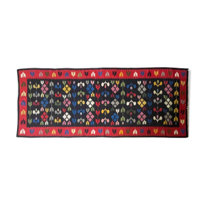 tapis roumain de coureur tissé à la main avec un design floral coloré 291x97cm