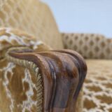 1950s, Danish relax chair, furniture velour, carved ash wood.