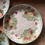 Antique faience barbotine plates – Mismatched set – circa 1900