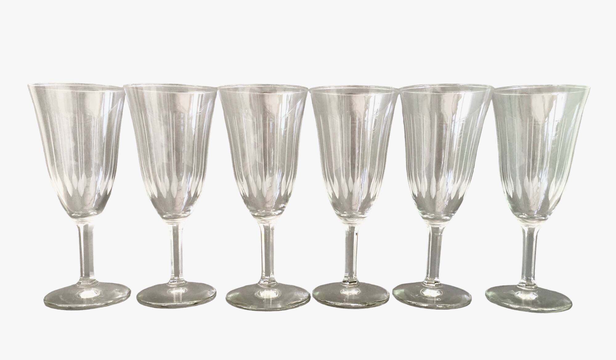6 chiseled champagne flutes