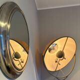 Miroir rond en métal , Italie années 1970