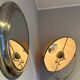 Miroir rond en métal , Italie années 1970