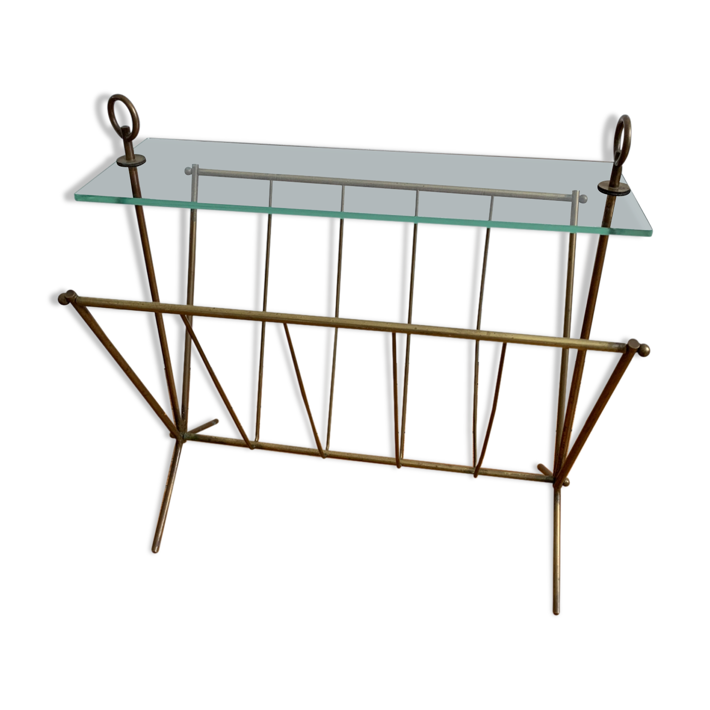 Glass and gilded brass magazine holder