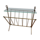 Glass and gilded brass magazine holder