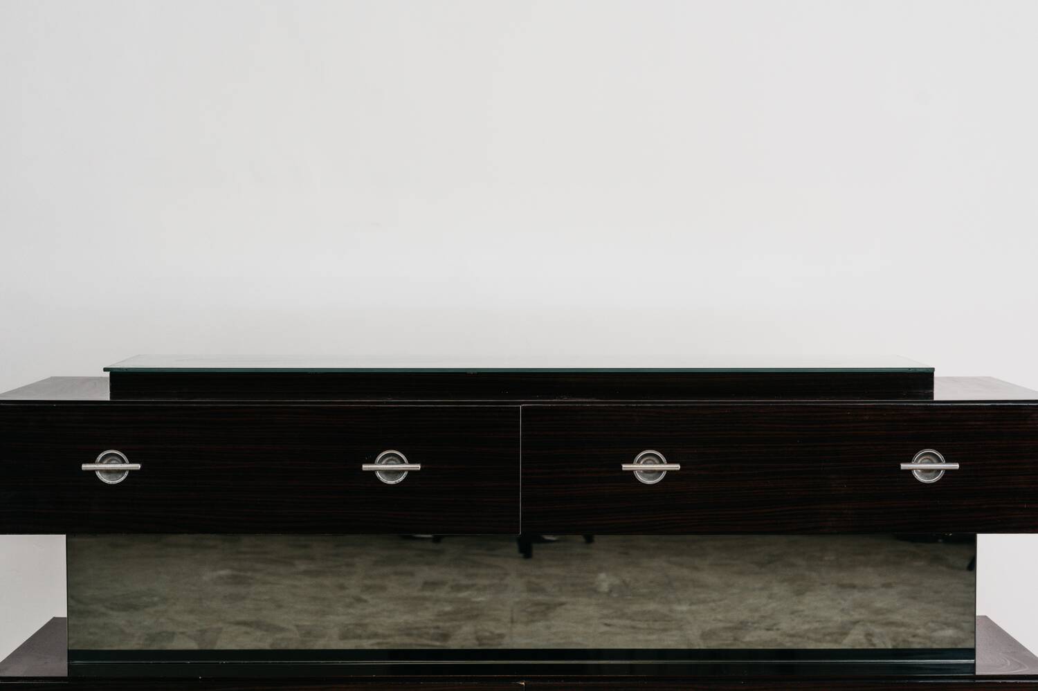 Comò Cassettiera In Ebano Macassar E Specchio Cubic Design Modern 70