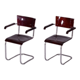 Set of two restored beech bauhaus armchairs by Mart Stam, Robert Slezak, Czechia, 1930s