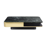 Coffee table lounge marble green brass small