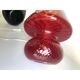 Diamond-Cut “Ballotton” Pattern Red Murano-Style Glass Lamp, Contemporary